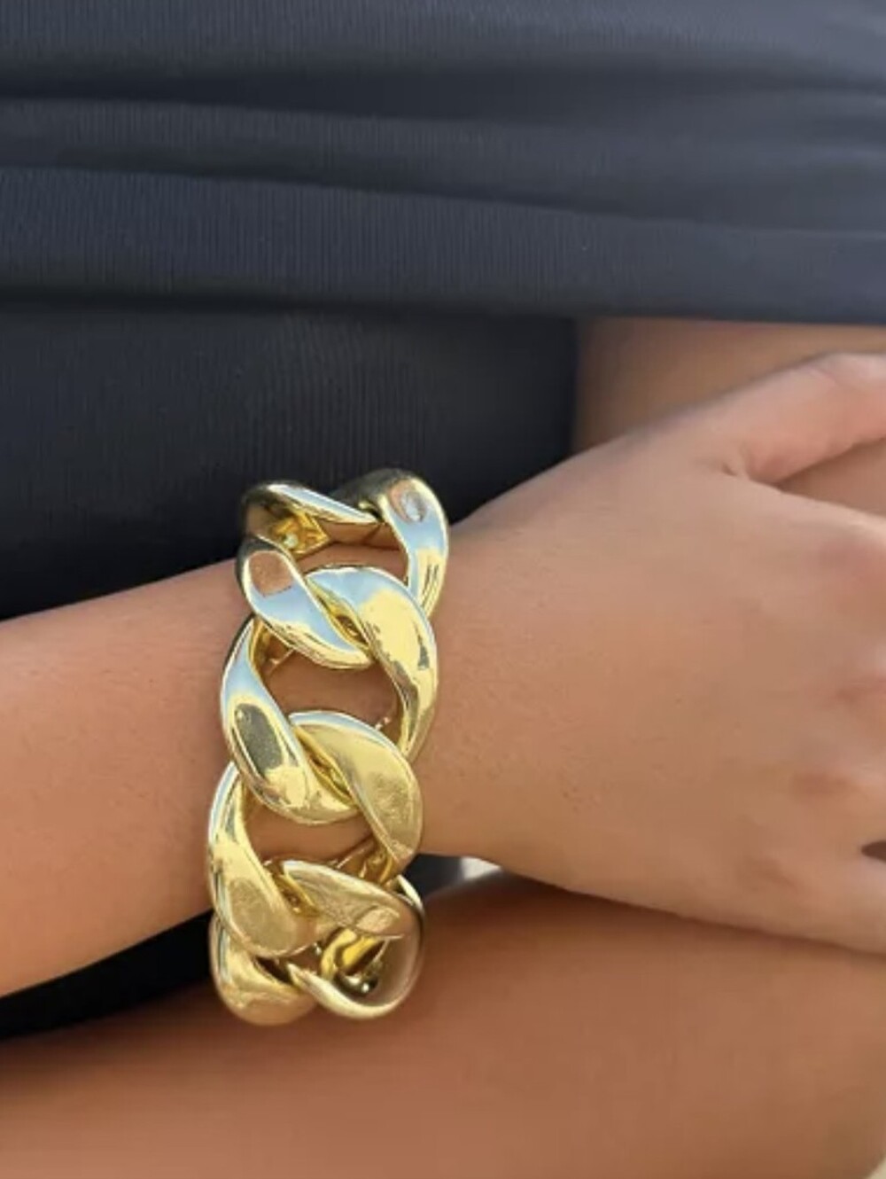 ADORNIA Gold Lightweight Chunky Curb Chain Bracelet/ Bnwt